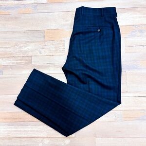 NAUTICA Navy Plaid Wool Dress Pants‎ Tailored Classic | Mens Waist 38 *